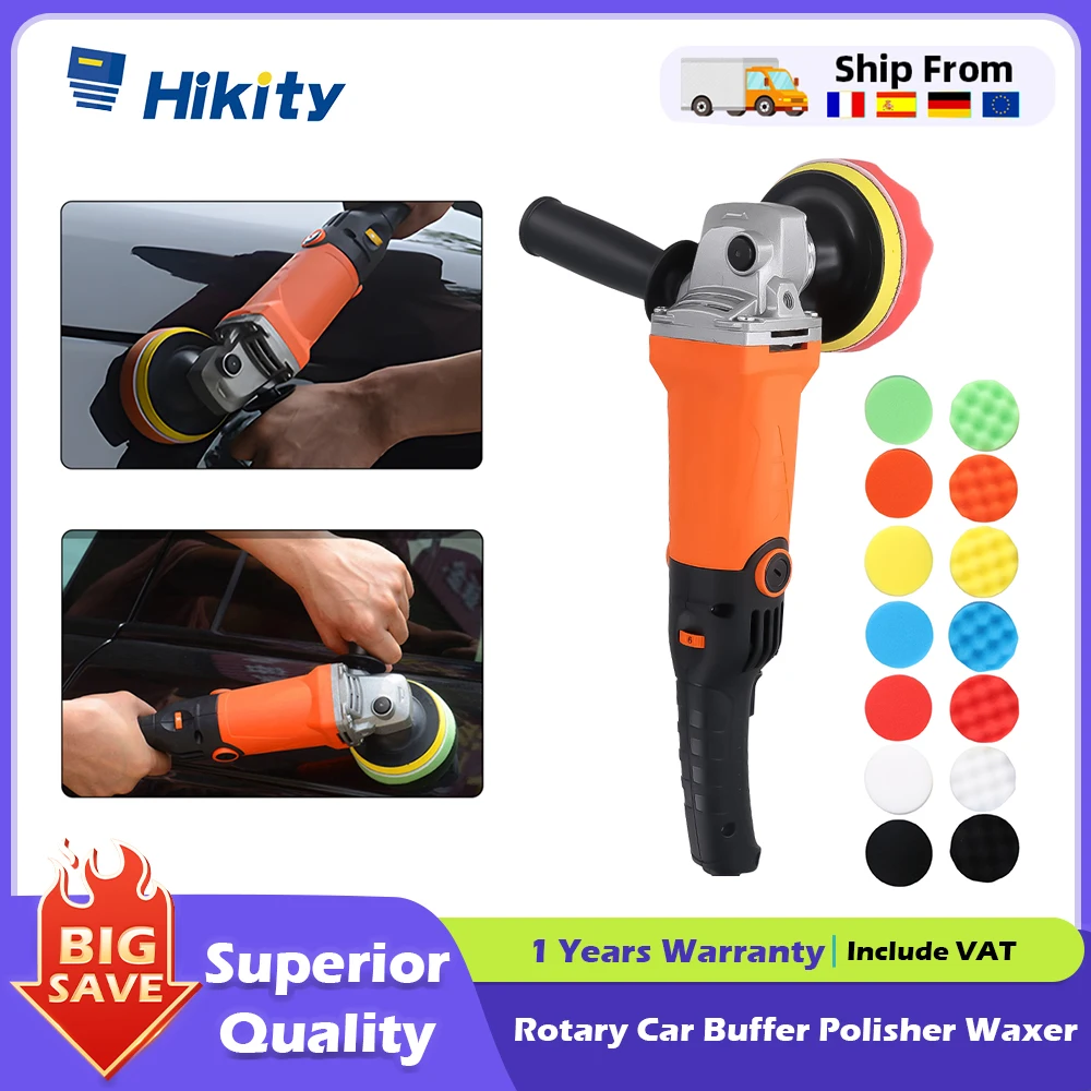 Hikity Rotary Car Buffer Polisher Waxer8800rpm abnehmbarer Griff mit variabler Geschwindigkeit,