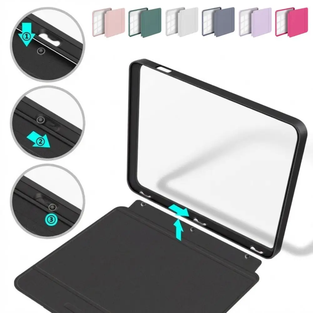 

Auto Wake/Sleep Case Magnetic Snap on Protective Shell Transparent Split Design e-Reader Cover for KOBO Libra Color/2 7 inch