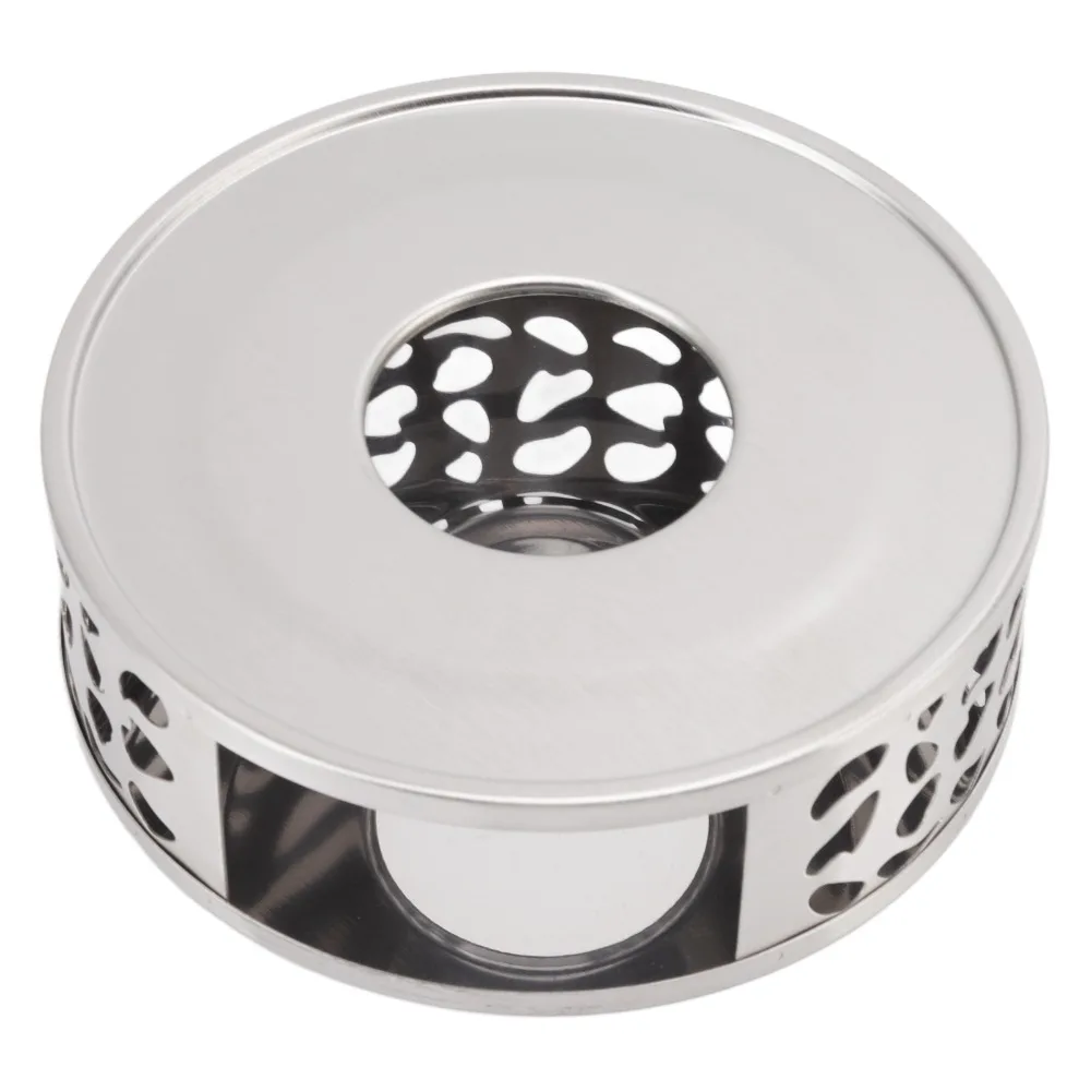 Picture 3: Stainless Steel Teapot Heater Ventilation Hole Hollow Design Tea Warmer Silver Brushed Finish Teapot Warmer Coffee Heating