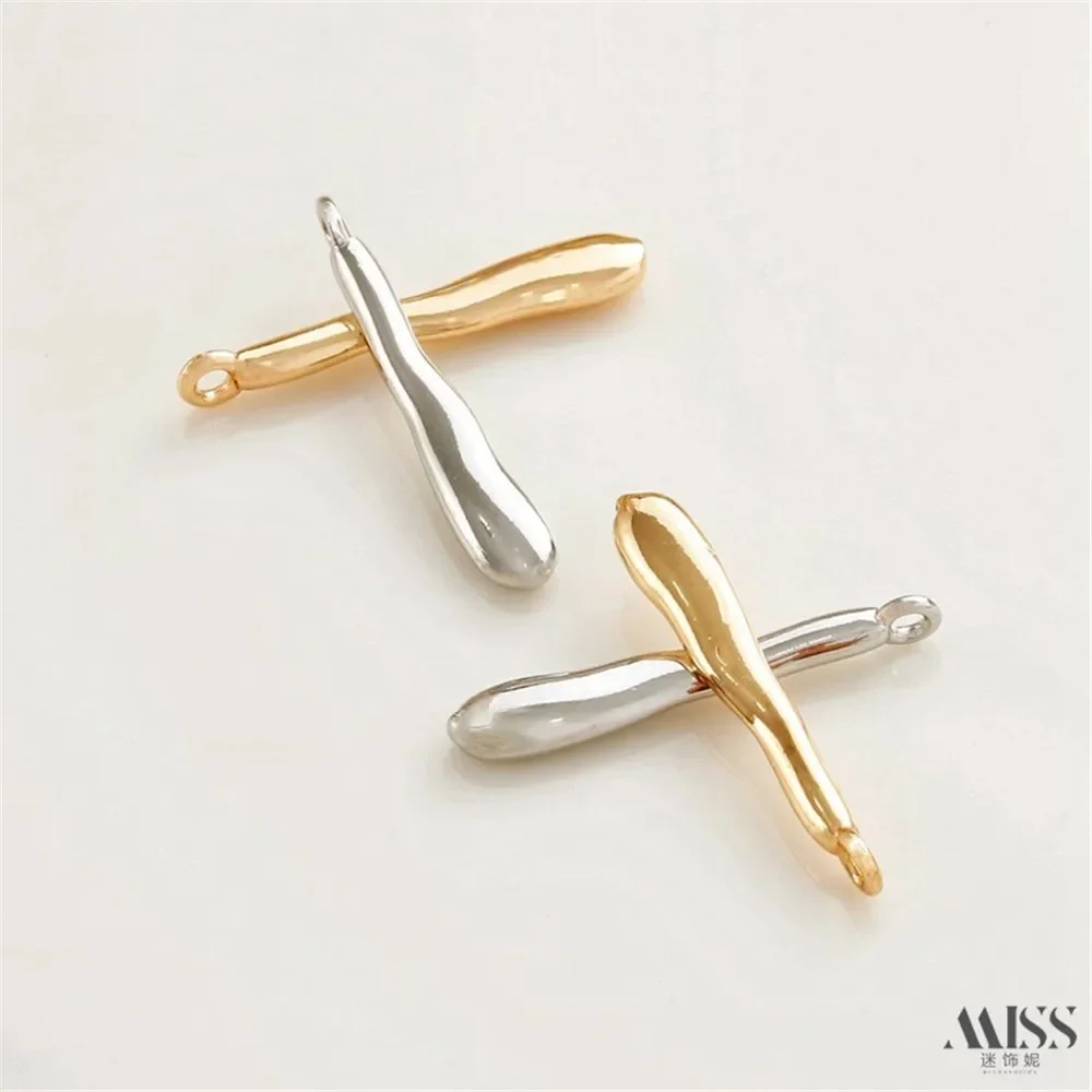 

14K Gold-wrapped Irregular Hanging Rod Simple Long Streamlined Pendant DIY Pearl Bracelet Necklace Accessories