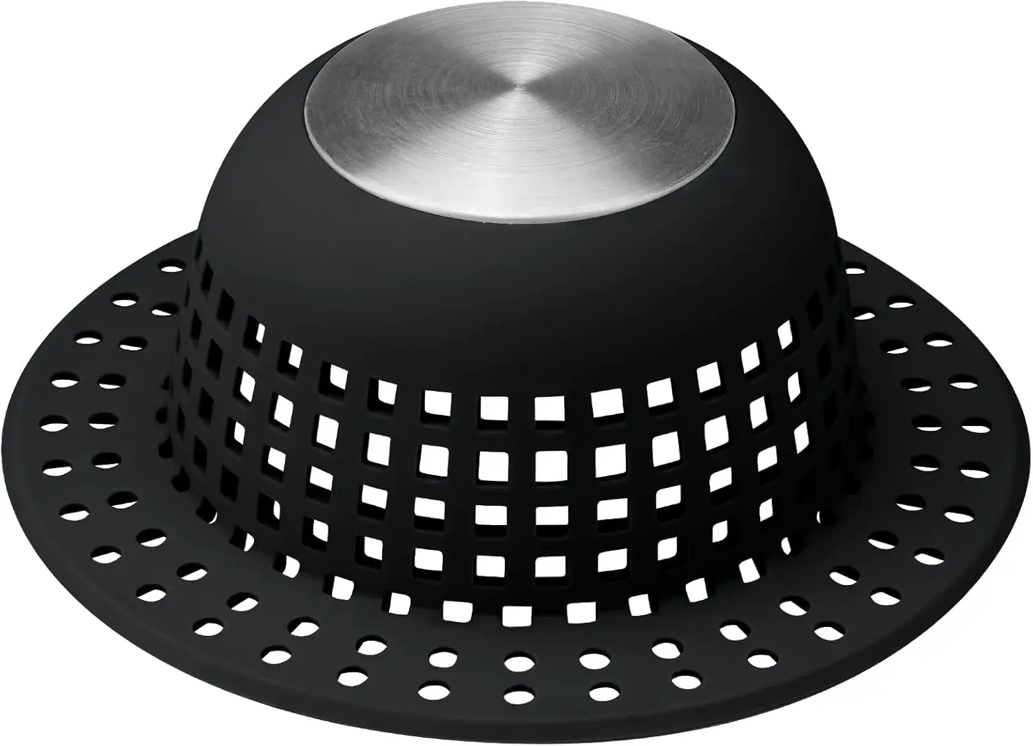 

Shower Drain Hair Catcher Bathtub Cover for Pop-Up & Regular Drains - Foldable Silicone Protector with Stainless Steel Weight