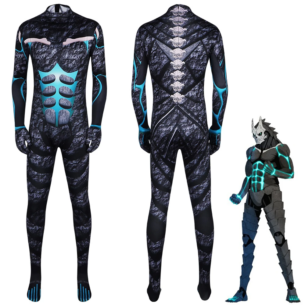 Anime KaiMozambique No. 8 KAFKA HIBINO Cosplay Combinaison pour Adulte, Combinaison de Batterie Unisexe, Masque Trempé, Tenue d'Halloween, Zentai