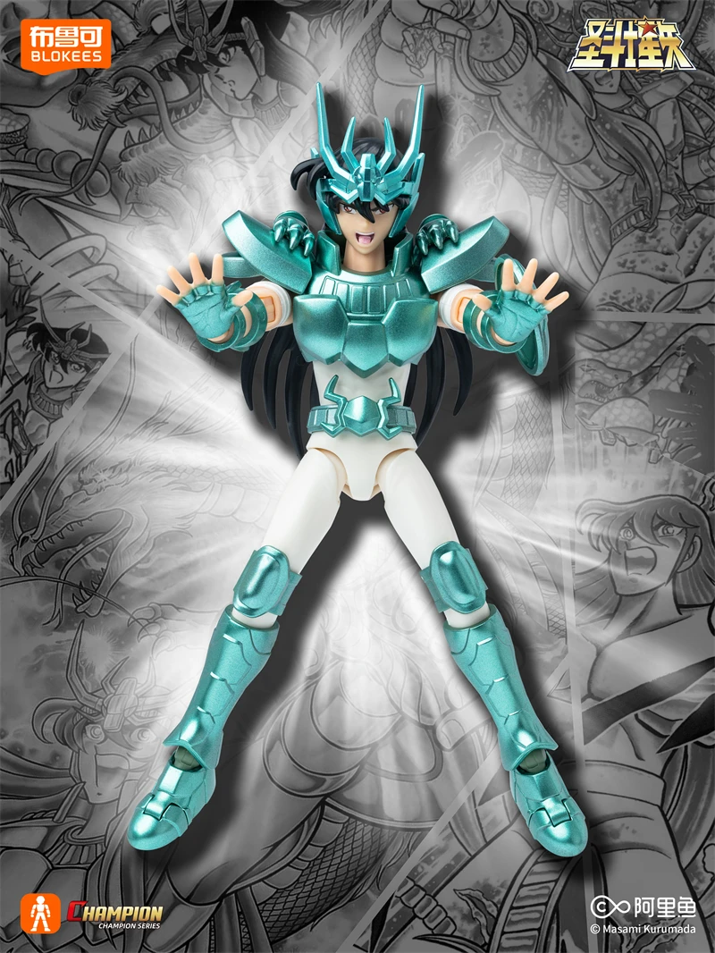 BLOKEES Original Ouro Saint Seiya DRAGON SHIRYU CAPRICORN SHURA CANCER DEATHMASK CAMPÃO CLASSE Figura de ação Anime Brinquedos Presente