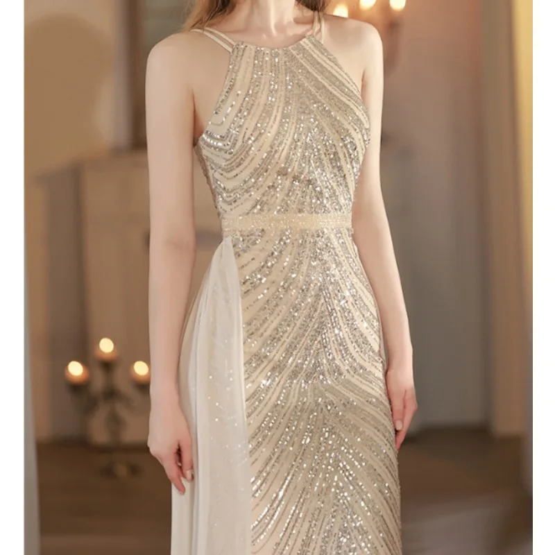 قبالة الكتف حورية البحر فساتين السهرة مع قطار للانفصال المرأة Bodycon الترتر ماكسي فساتين الحفلات فستان حفلات