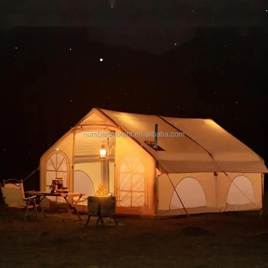 Hot sale air cotton 3m 4m Canvas inflatable Bell Tent Waterproof 4 Season Luxury Outdoor Glamping Yurt Tent Camping Tent