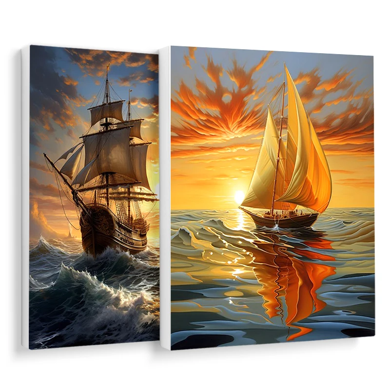 

RUOPOTY Canvas Painting By Numbers Color Markers Sunset Sailboat Landscape Diy Crafts Acrylic Paints Handmade Home Decor