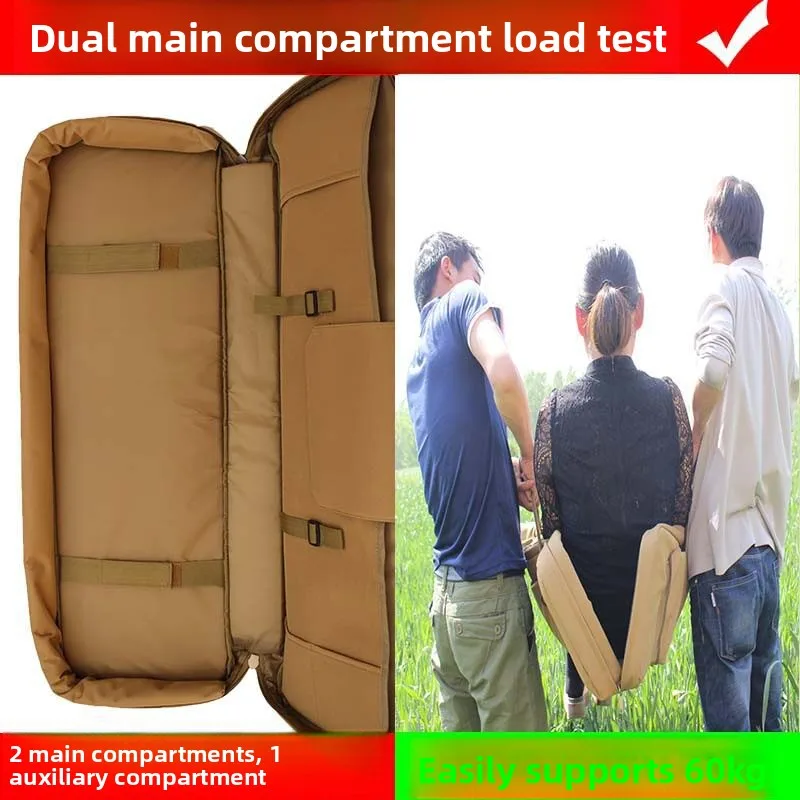 Thickened New Multifunctional Double Layer Fishing Rod Shockproof Waterproof Egg Cotton Tactical Bag CS Equipment Outdoor Cam...