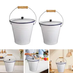 3L/4.5L Enamel Bucket with Lid Metal Plant Beverage Box Flower Can for Garden Party Favors Water Oil Rice Outdoor Activities