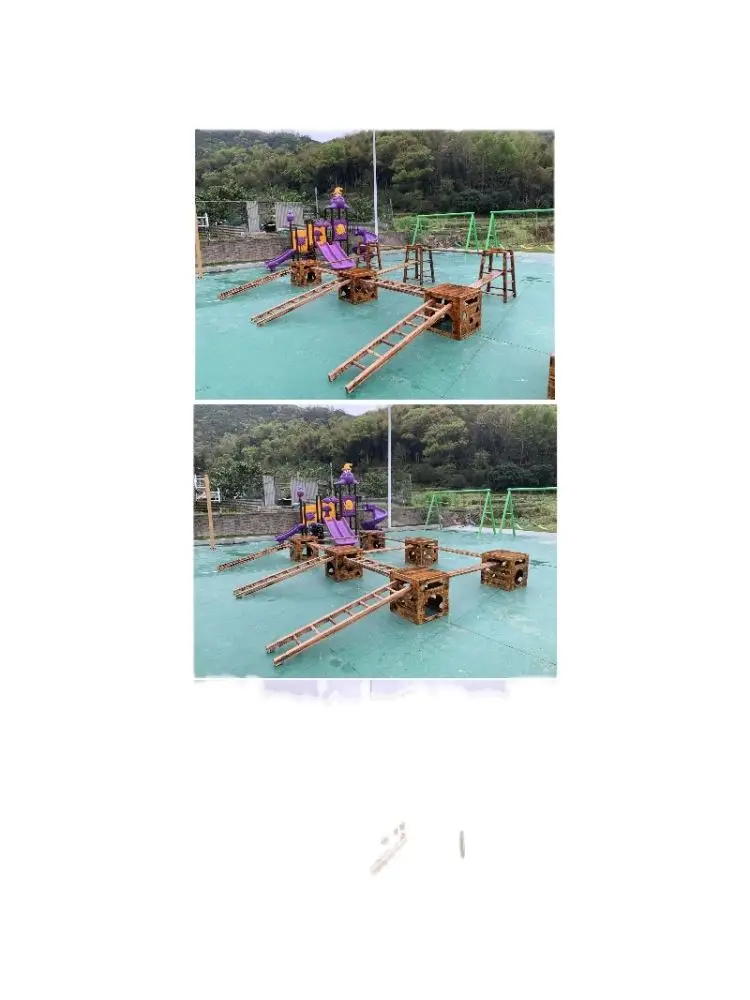 Kindergarten outdoor Anji game carbonized Jiugongge climbing box Anji box climbing frame ladder balance wooden board