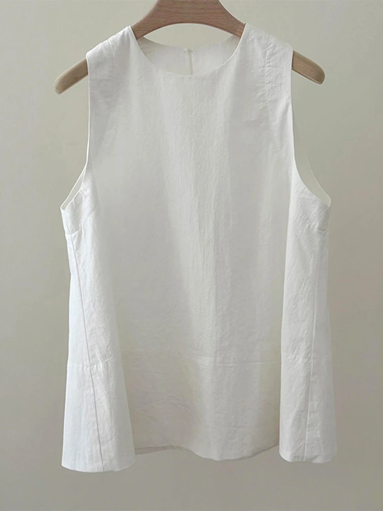 

French Sle Loose Fit round Ne Svel Women's irt Breathable Summer 2025 New Arrival Comfortable Versatile Top