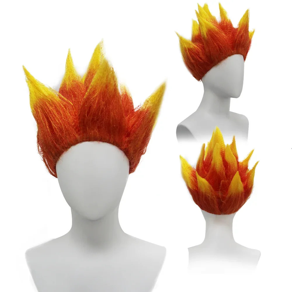 Peluca sintética de personaje de película, peluca con diseño de llama, gota de agua, cabeza de ajo, peluca de disfraz para hombre, regalo para fiesta de cosplay