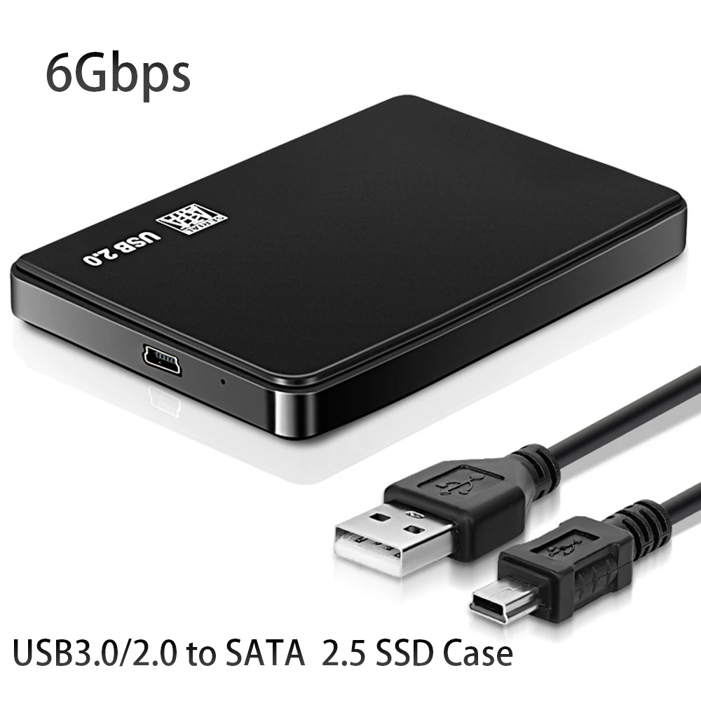 GUDGA-USB 2.0/USB3.0 HDD Caso Disco Rígido Externo, 2.5 Polegada Gabinete SATA, SSD, Transmissão de Alta Velocidade, Janela Suporte, Mac, Android