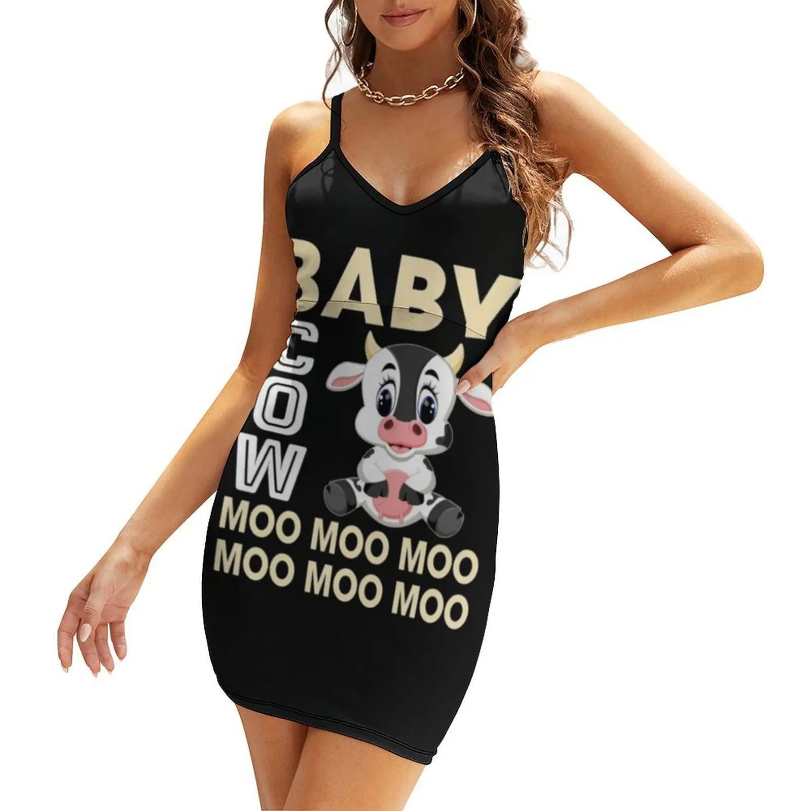 

Baby Cow Moo Moo Moo Funny Farm Kids Shirt Sling Dress women's clothing trend 2025 Dress for girls Clothing female