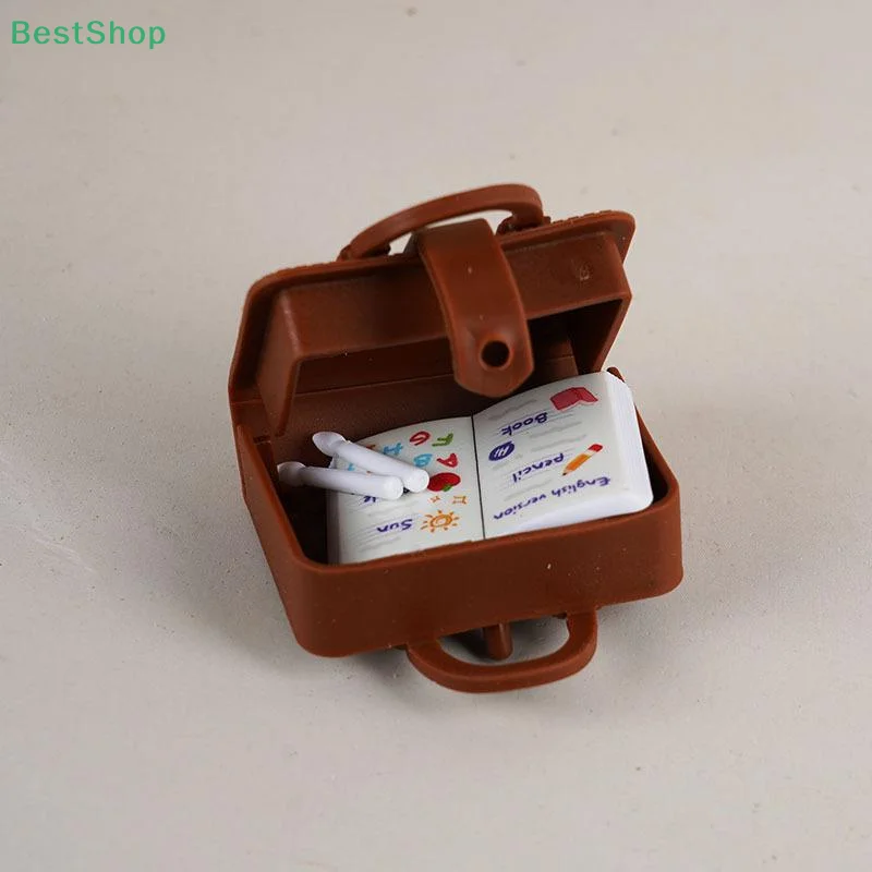 ♥ Gorąca Wyprzedaż 1 Zestaw 1:12 Miniaturowe Biurka Krzesła Tornistry Model Dekoracji Klasy Zabawka Akcesoria do Domku dla Lalek