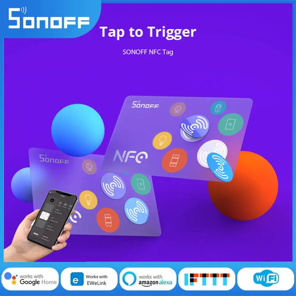 SONOFF NFC Tag 215 chip 540 bytes Smart Tags Automation Shortcuts Tap to Trigger Smart Scene Compatible with NFC-enabled phones