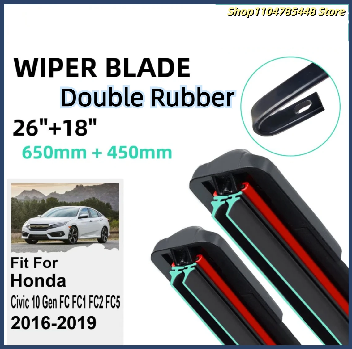 

Double Rubber Car Wiper Blades for Honda Civic 10 Gen FC FC1 FC2 FC5 2016-2019 Front Rubber Car Accessories 2016 2017 2018 2019