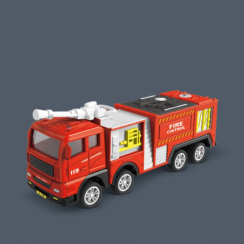 Camión de bomberos fundido a presión, coche inercial, escalera de combate a incendios, vehículo de ingeniería, modelo de motor de rescate de simulación, juguete para niños, regalo para chico