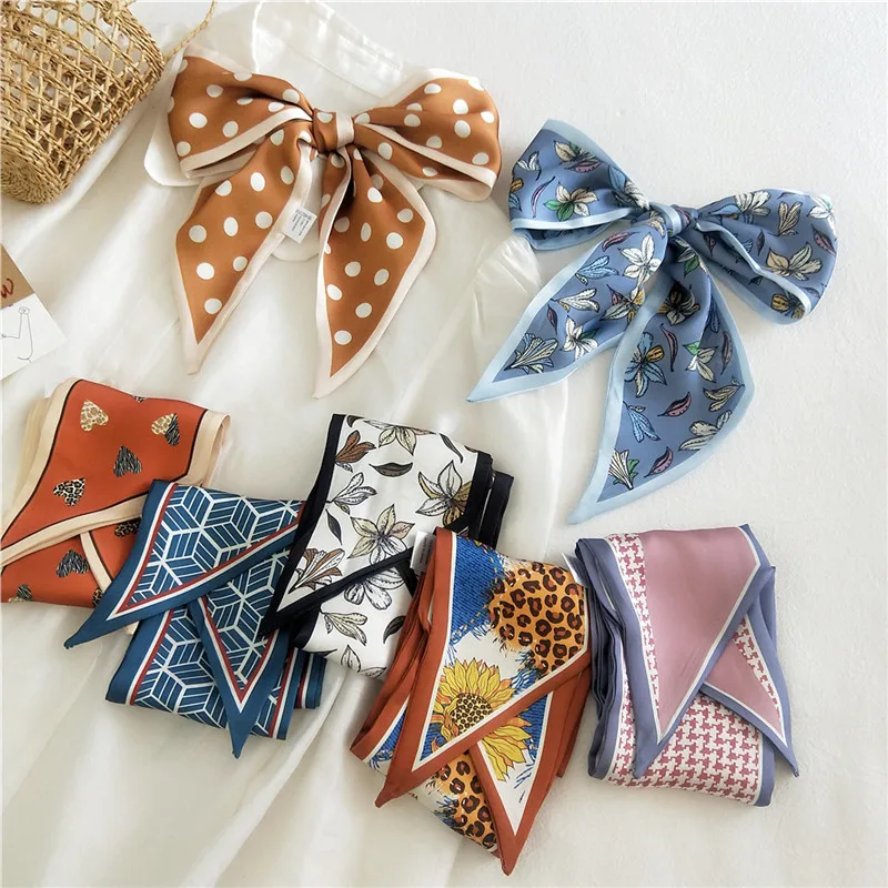 

Summer Autumn Hair Bands Scrunchies Headscarf Headband Ribbon Scarf Neck Wrap Hair Accessories Women Bag Hat Decoration Scarves