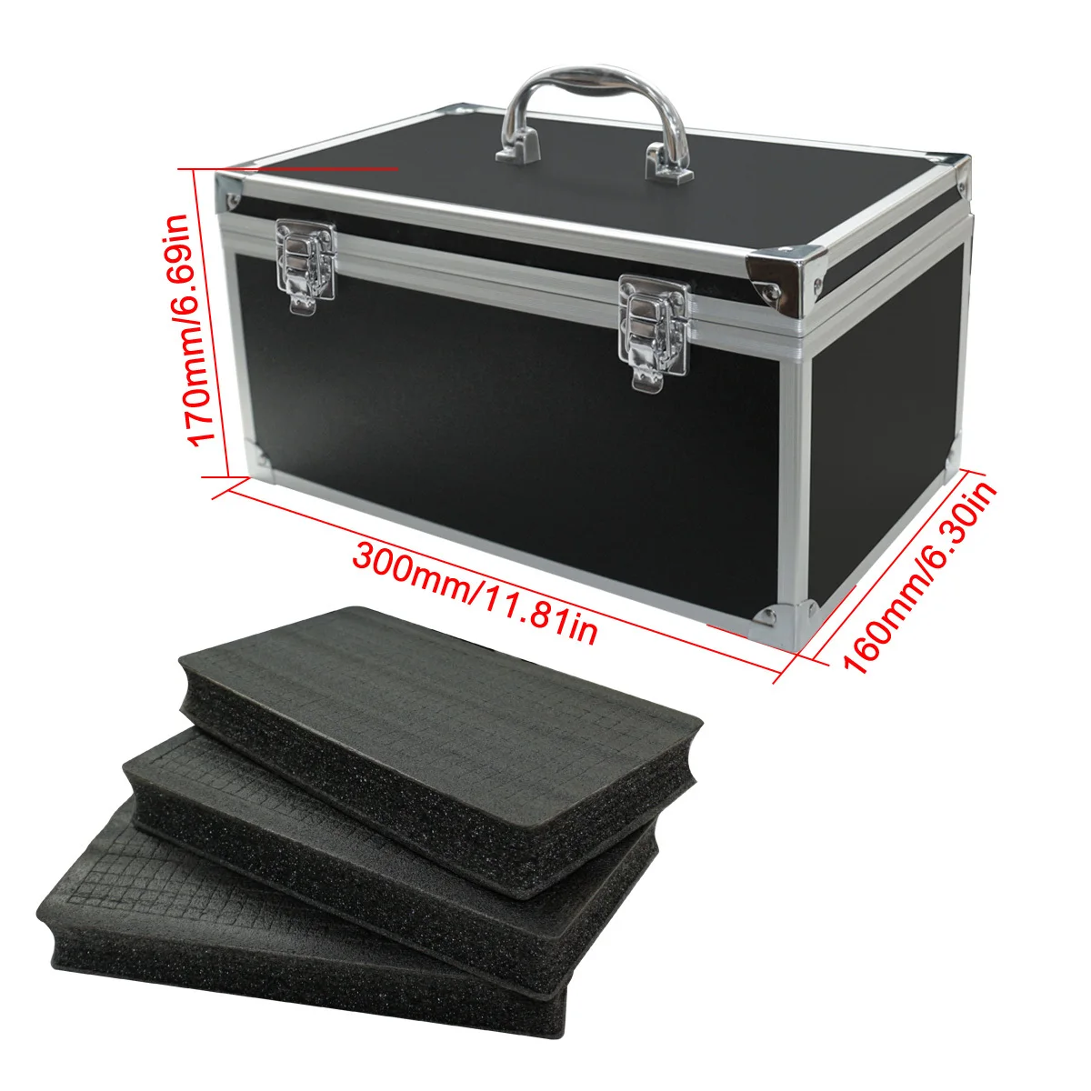 Aluminium-Werkzeugkasten zur sicheren Aufbewahrung von Geräten, Instrumentenkoffer, Fotografie-Aufbewahrungsbox für Heimfotografie und Inspektionswerkzeuge – Detail 7