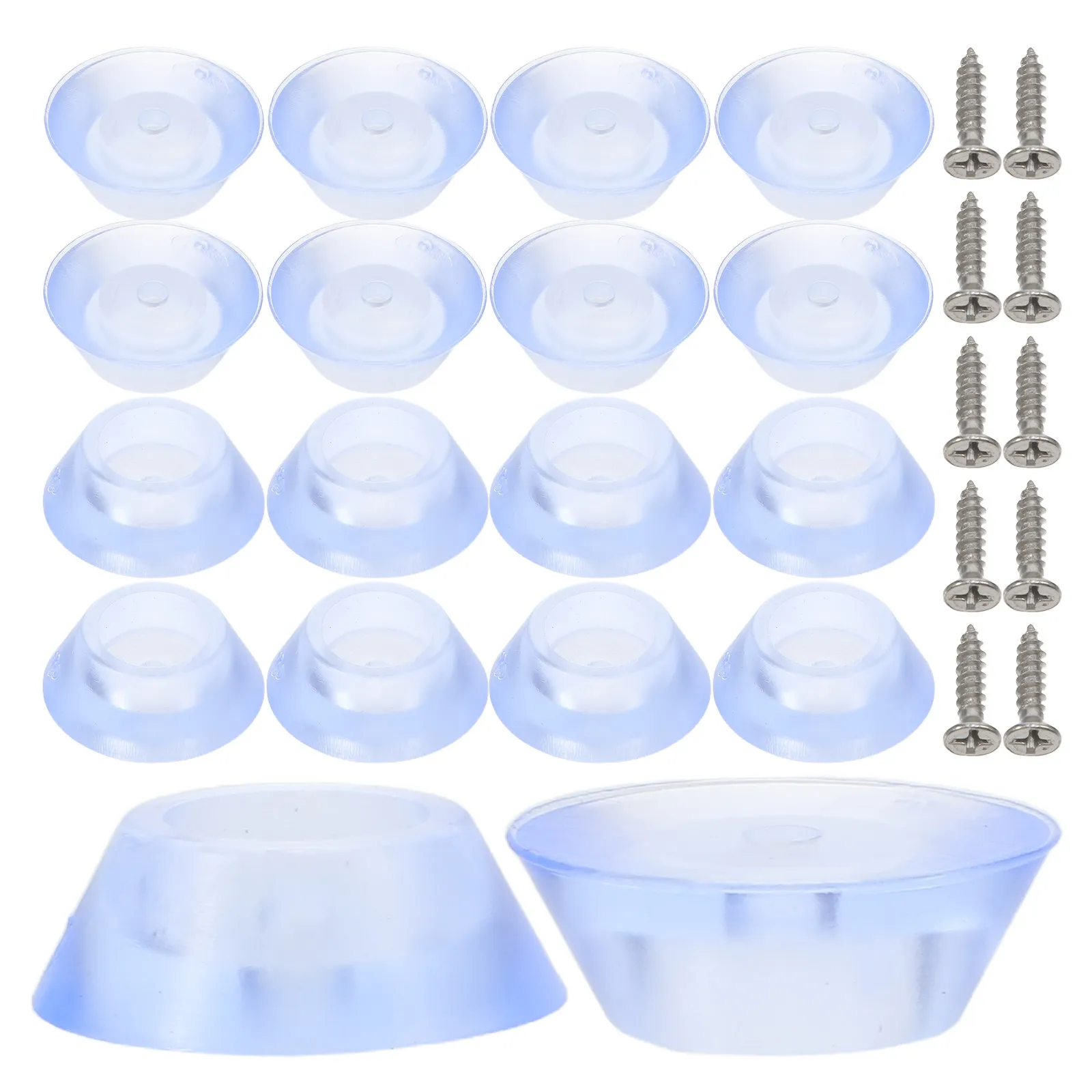 100pcs Clear Non-Slip Cutting Board Feet – Transparent Rubber Grip Pads, 16mm Screw-On Bumpers for Kitchen Trays & Jewelry Boxes
