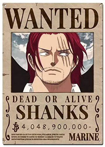 Shank Bounty Wanted Metal Tin Signs, One Piece Wanted Bounty Poster, Decorative Signs Wall Art Home Decor - 8X12 Inch (20X30 cm