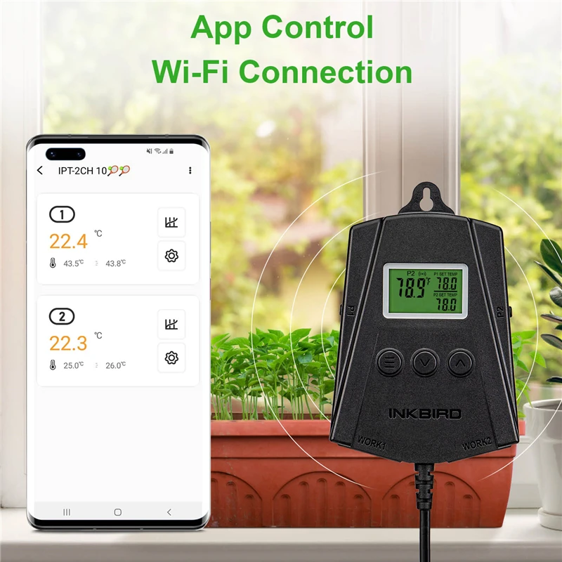 INKBIRD IPT-2CH termostato per tappetino termico regolatore di temperatura digitale regolabile per tappetino termico per serra da giardinaggio per