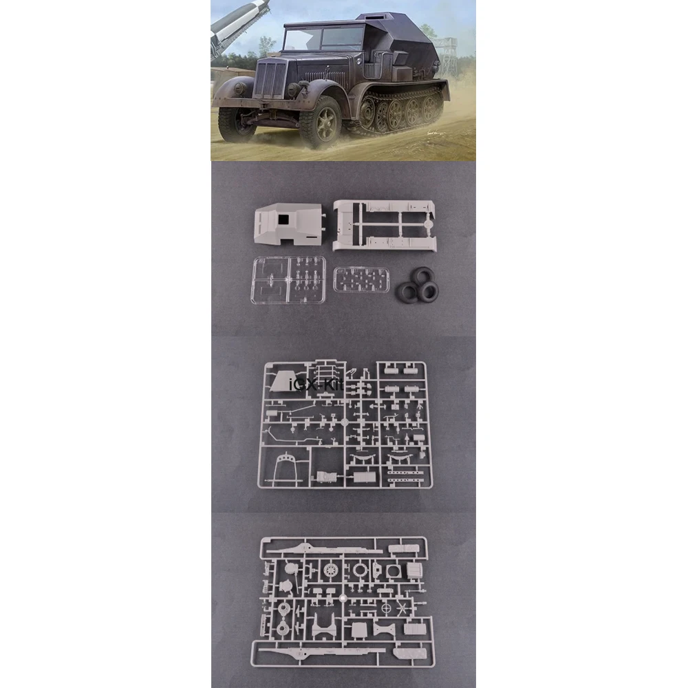 

Trumpeter 09537 Масштаб 1/35 SdKfz 7/3 Полугусеничный артиллерийский тягач-прицеп, пластиковый конструктор-модель для сборки, подарок
