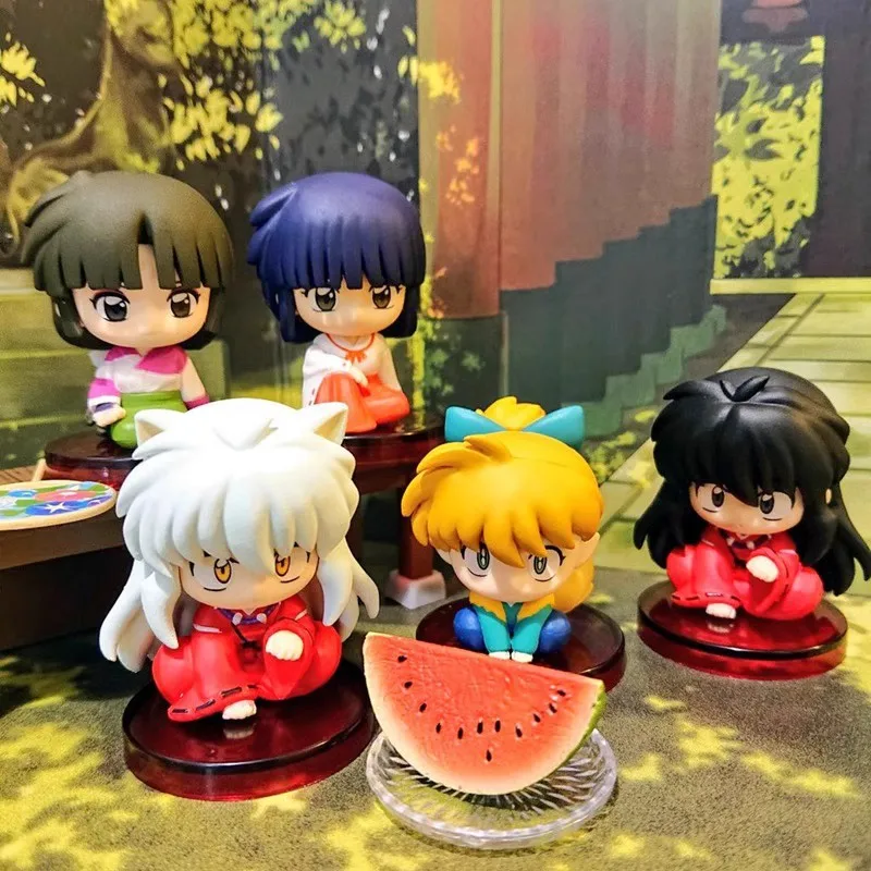 4pcs/Set Anime INUYASHA Figure Toy Kikyo Sesshoumaru Higurashi Kagome Cartoon Doll Kids Gift