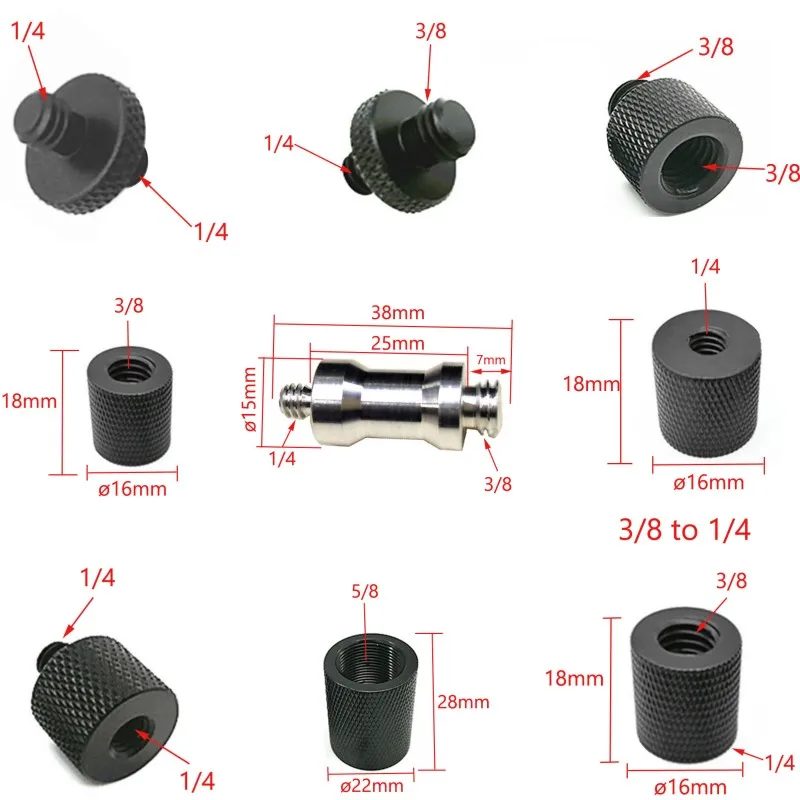 1/4 "bis 3/8" 3/8 "bis 3/8" Stecker-Innengewinde-Adapter Adapter Stativ platte Schraub platte Schraub befestigung für SLR-Kamera