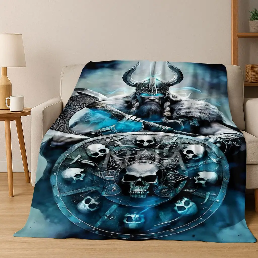الشمال فايكنغ المحارب رمز فالهالا فالكنوت رون الفانيلا بطانية ، دافئ لينة رمي بطانية للمنزل غرفة نوم غطاء أريكة تتحول لسرير هدية #5