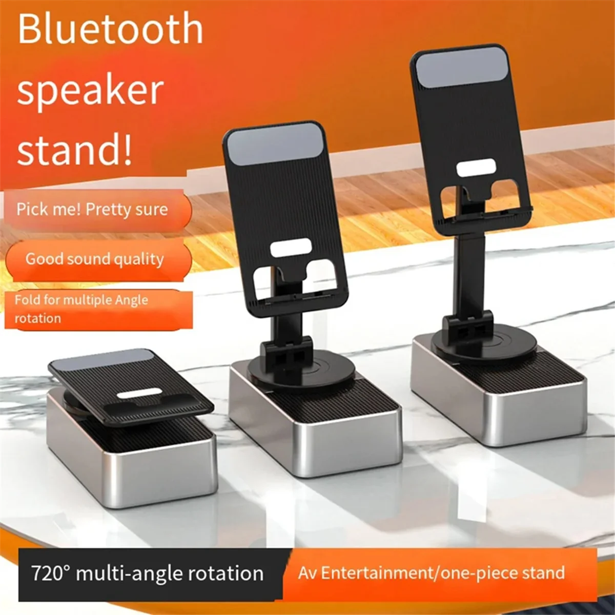 

AA91 3-In-1 Mobile Phone Holder, Audio Power Bank, Bluetooth Call Speaker, Multi-Function Foldable Rotating Desktop,Black