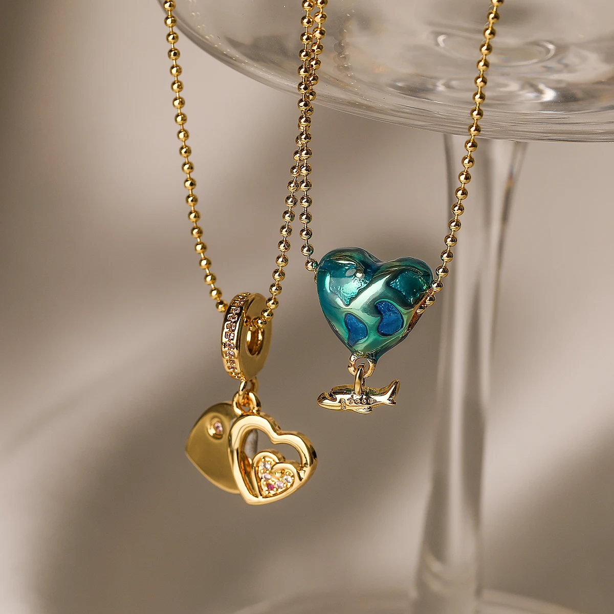 NEWBUY Delicate Heart Plane Pendant Necklaces For Women Girl Gold Color Female Party Jewelry Birthday Gift