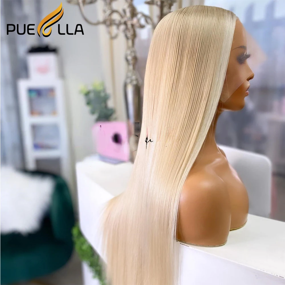 13x6 Transparent Lace Frontal Wig Human Hair 13x4 Straight Platinum Blonde Highlight Wig Brazilian Human Hair Wigs 180 Density