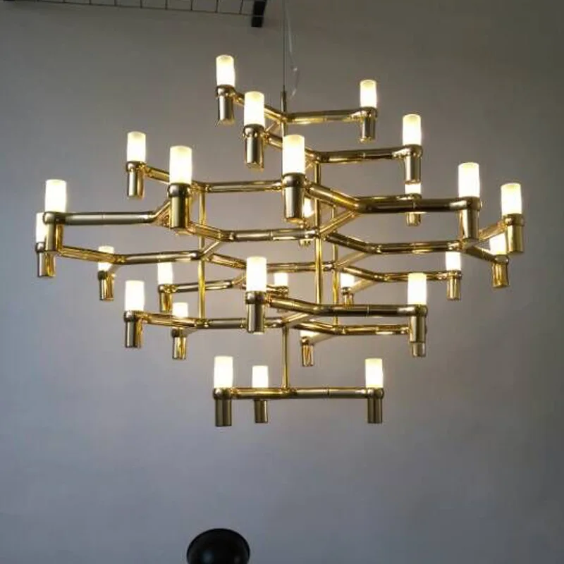 Modern white chandelier Luxury Villa Foyer G9 tube chandelie Gold Chrome Metal Lighting Adjustable Cable home interior lighting