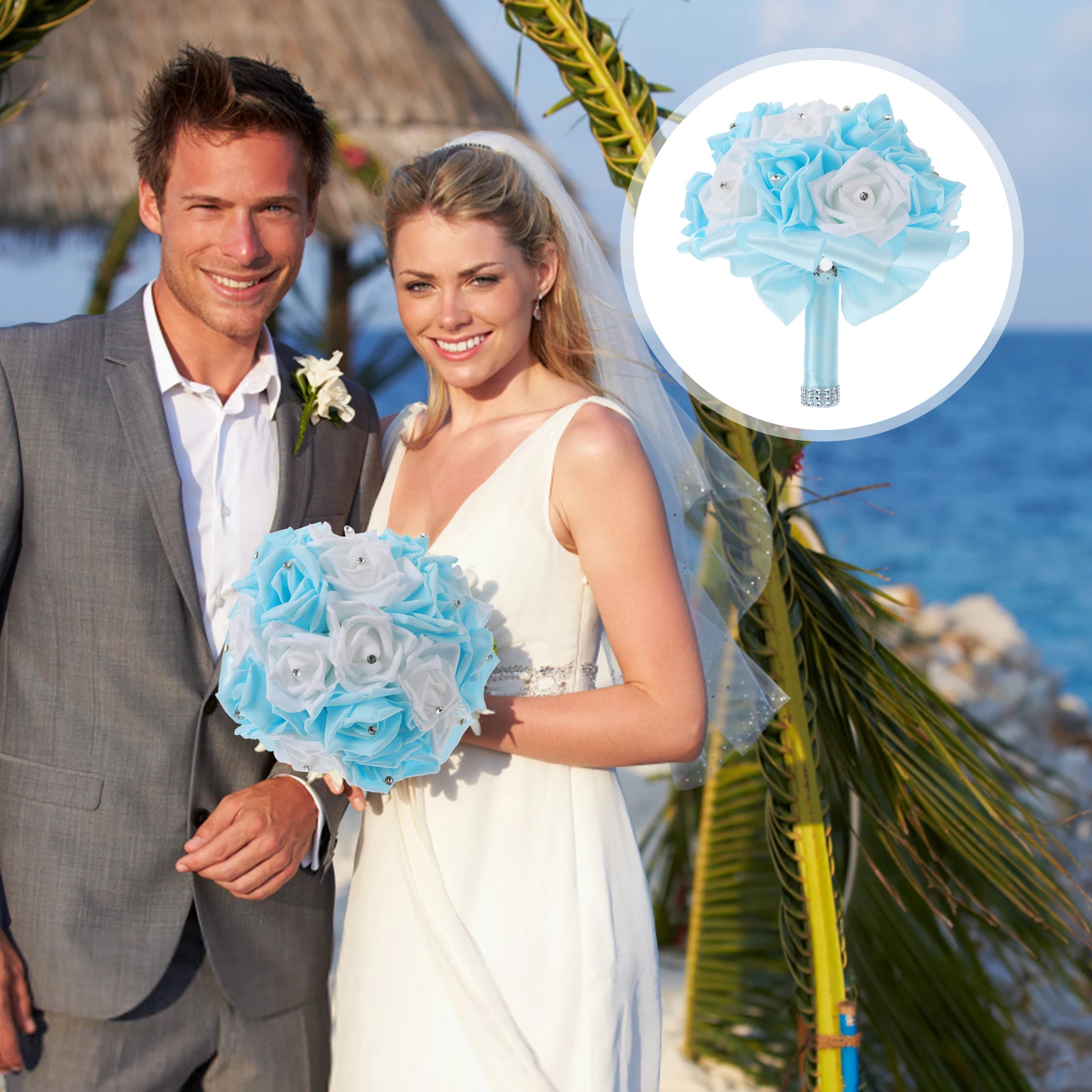 

Crystal Flowers Wedding Bridal Rose Bouquet Bride Holding Flower Bridesmaids Party Flower Bouquets AccessoriesFlower
