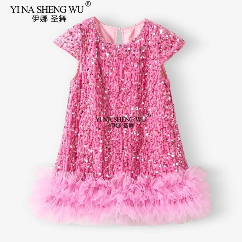 Robe de princesse d'automne pour filles, Tutu de fête élégant, jupe en maille à paillettes moelleuses, en Tulle, robes d'anniversaire, nouvelle collection