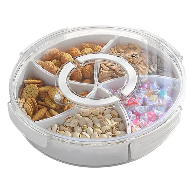 

Поднос для овощей с крышкой, 5 отделений, кухонный поднос для овощей, разделенная тарелка для закусок и фруктов, съемные контейнеры для хранения продуктов питания