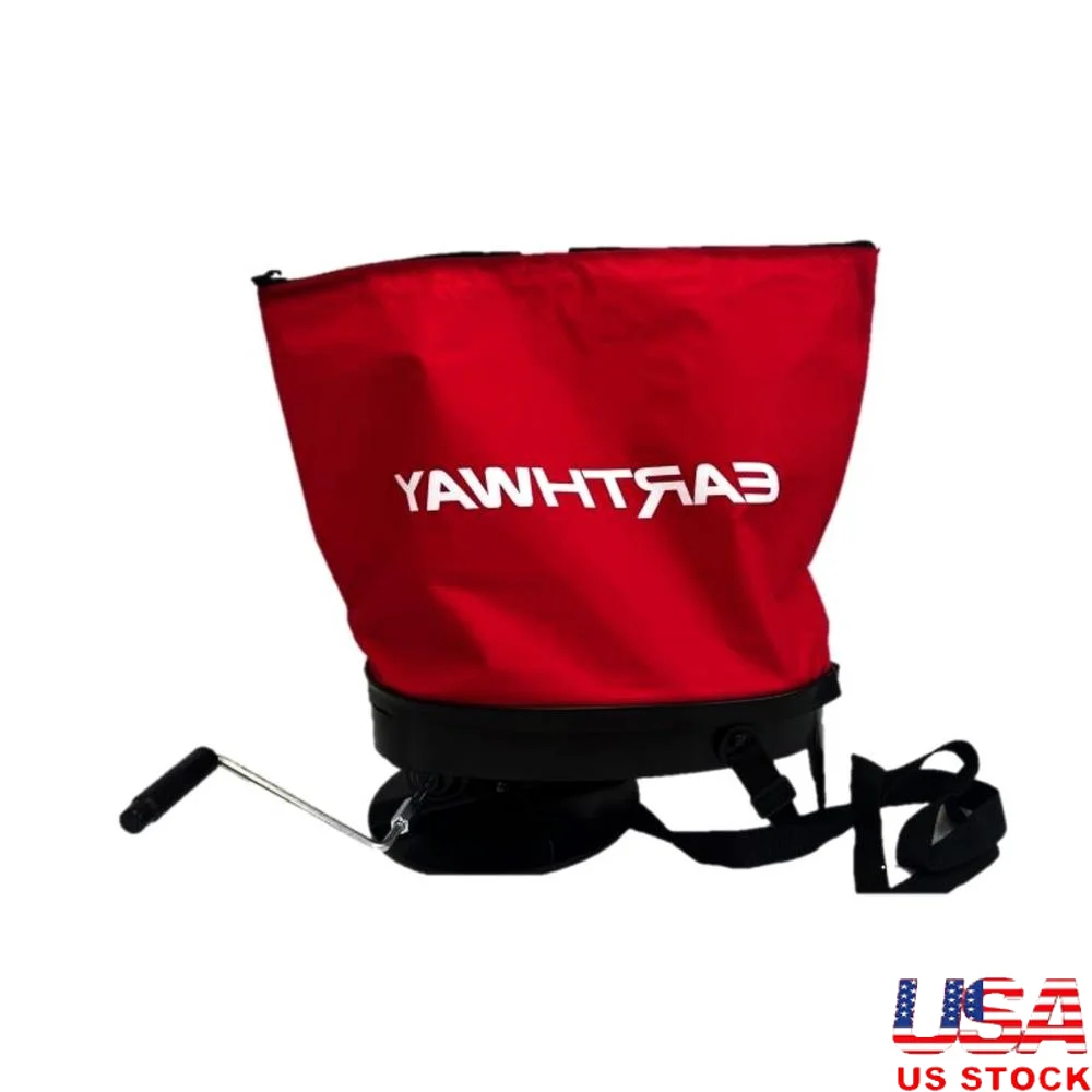 25lb Nylon Bag Seeder Spreader Cross-Shoulder Strap Red Side Spread Control Durable Water-Resistant Smooth Operation Seed