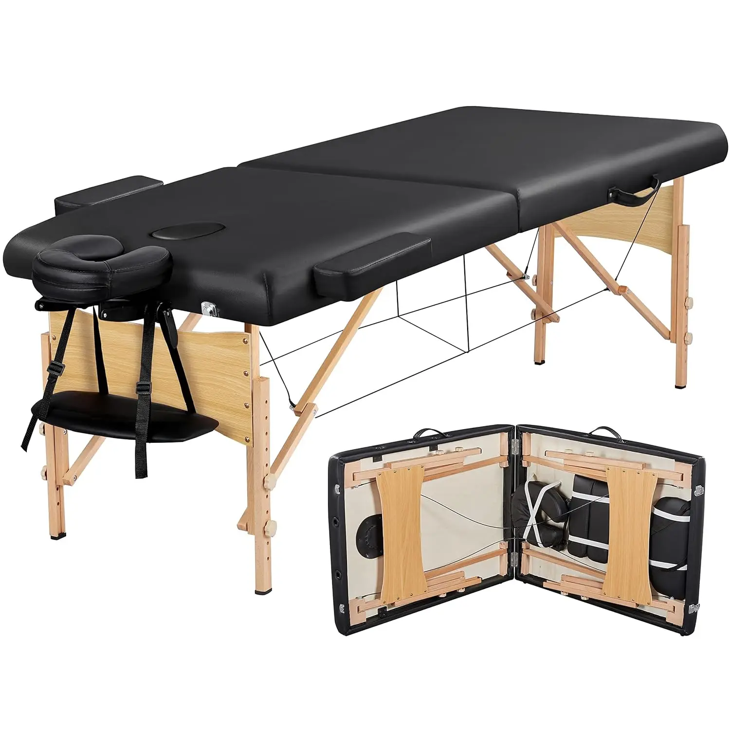 Massage Table Portable Lash Beds Spa Bed Massage Couch Foldable Spa Tables Adjustable 2 Fold with Non-Woven Bag 28 inc