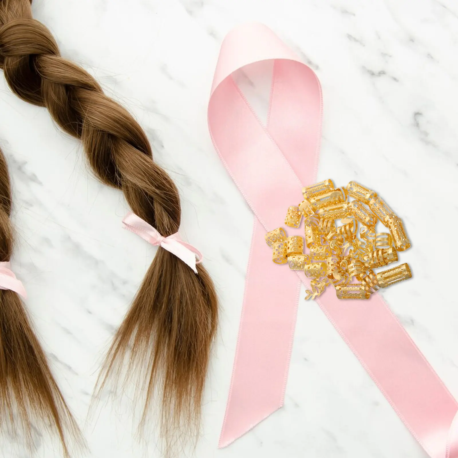 40Pcs Hair Jewelry for Braids Hollow Iron Rings Versatile Dreadlock Hair Extensions Accessories for Party Wedding