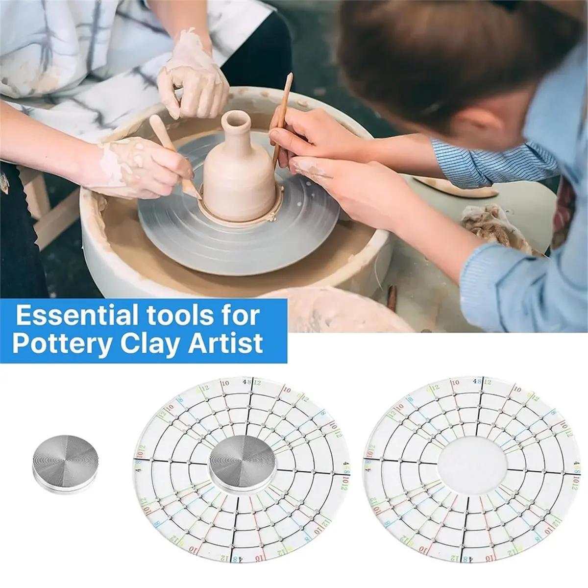 Rotary Disc Pottery Wheel Trimmer Tool Set for Potters and Clay Artists Clay Tools with Metal Pottery Throwing Wheel