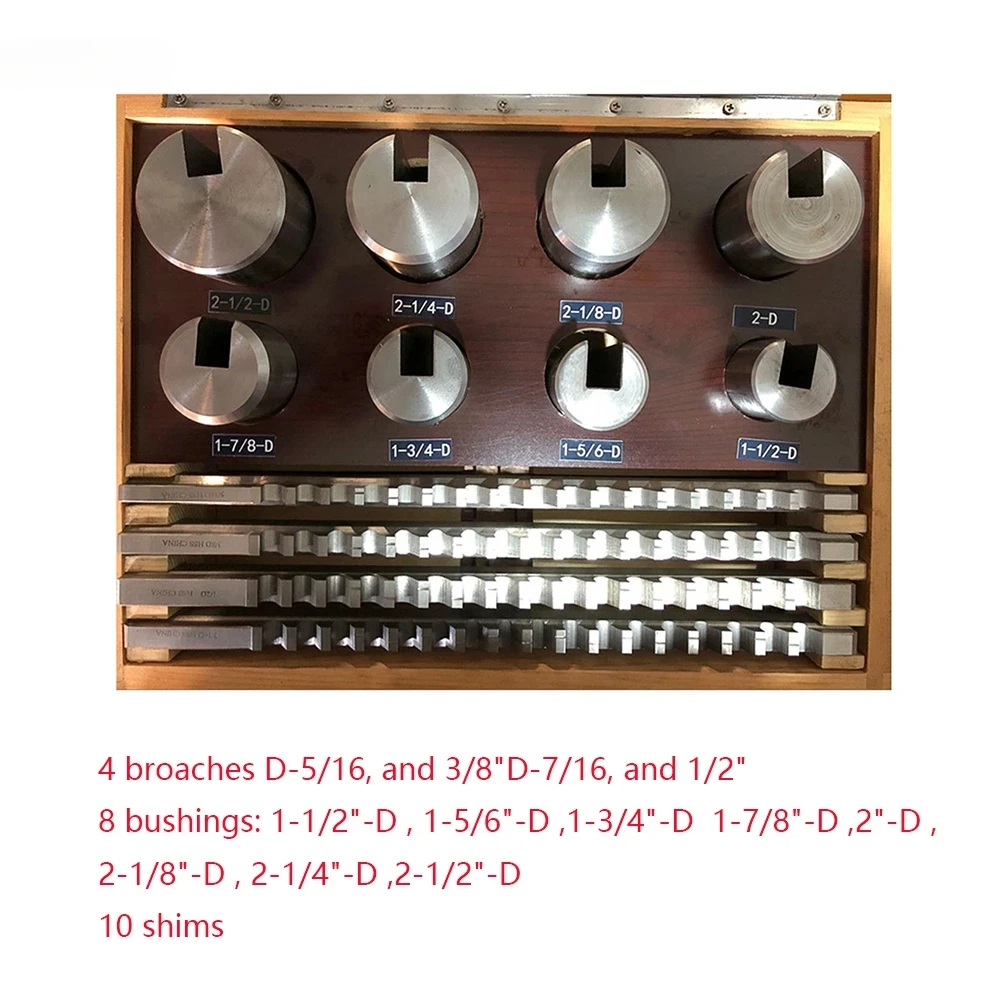 22pcs Inch Sized CNC Keyway Broaches Set Broach Bushing Shim Set  High Speed Steel Cutting Tool