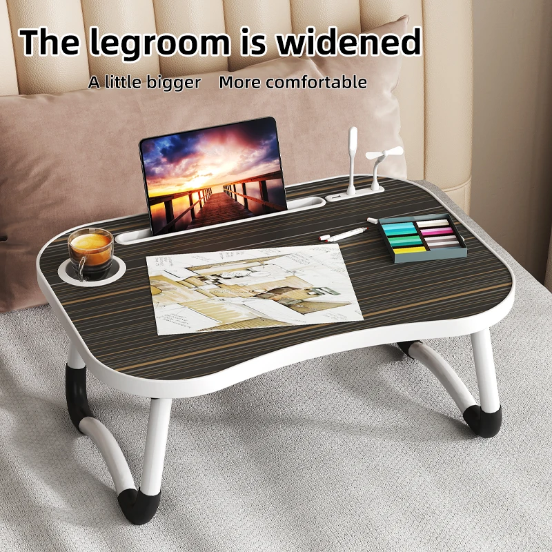 مكتب سرير للكمبيوتر المحمول، مكتب كمبيوتر محمول قابل للطي مع أدراج/USB/أضواء صغيرة/مروحة، مكتب سرير دراسة، أريكة/مكتب مكتب أرضي، مناسب لـ #4