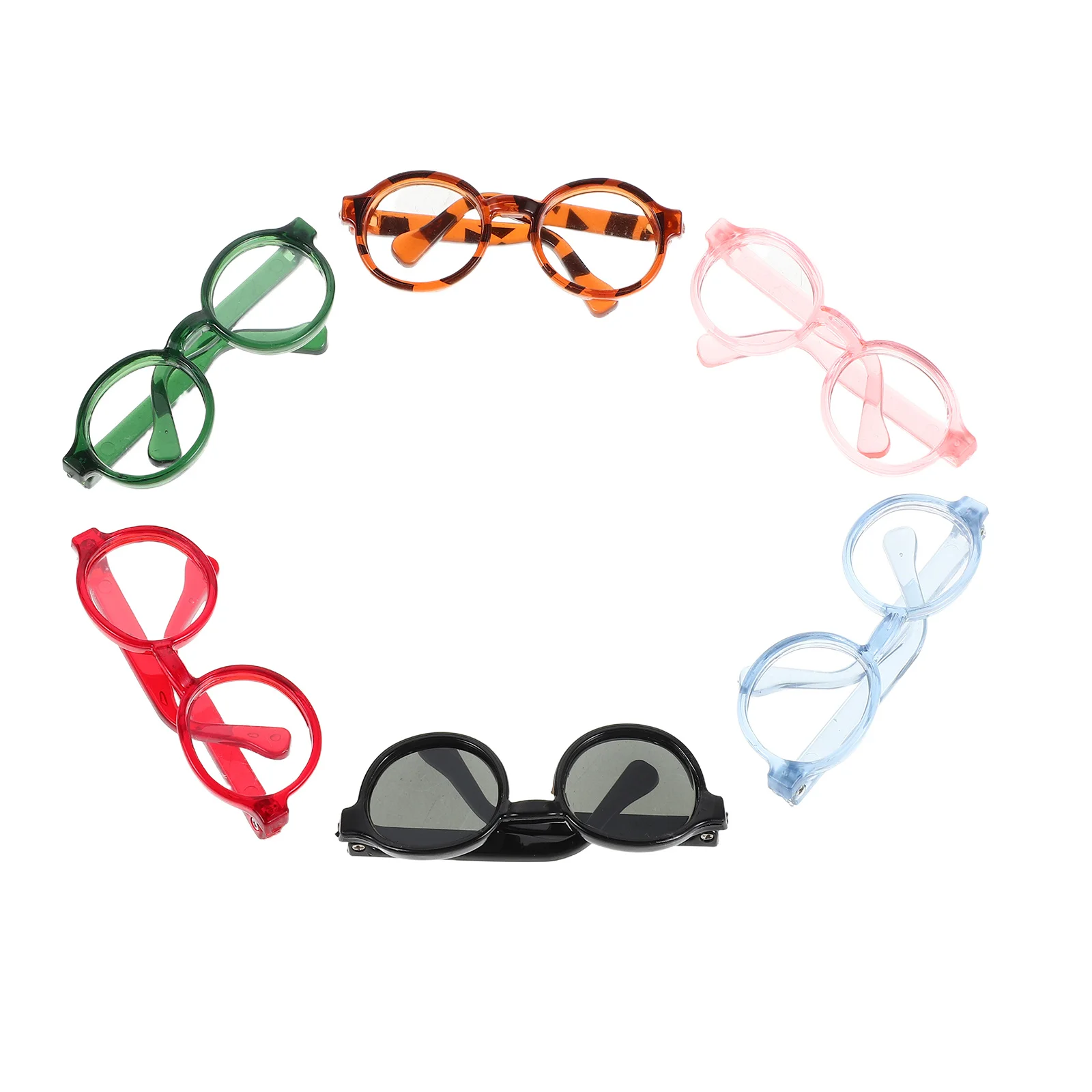 

6 шт. мини-очки: хлопковые аксессуары для очков, легкие пластиковые крошечные солнцезащитные очки для декора наряда, ремесленная вечеринка