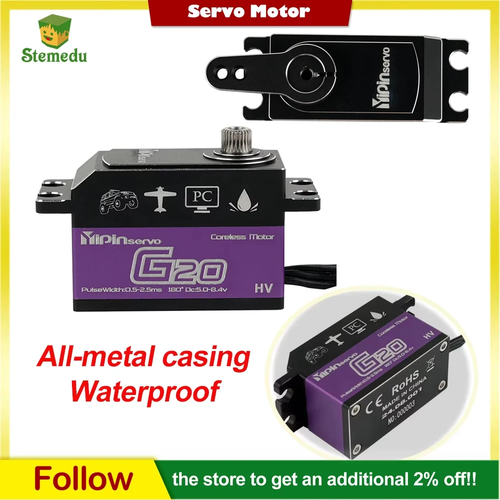 

20Kg Short Digital Servo High Torque RC Servo All-metal Servo Coreless Motor Metal Gears Steering 5.0-7.4V 180/270/360 Degree