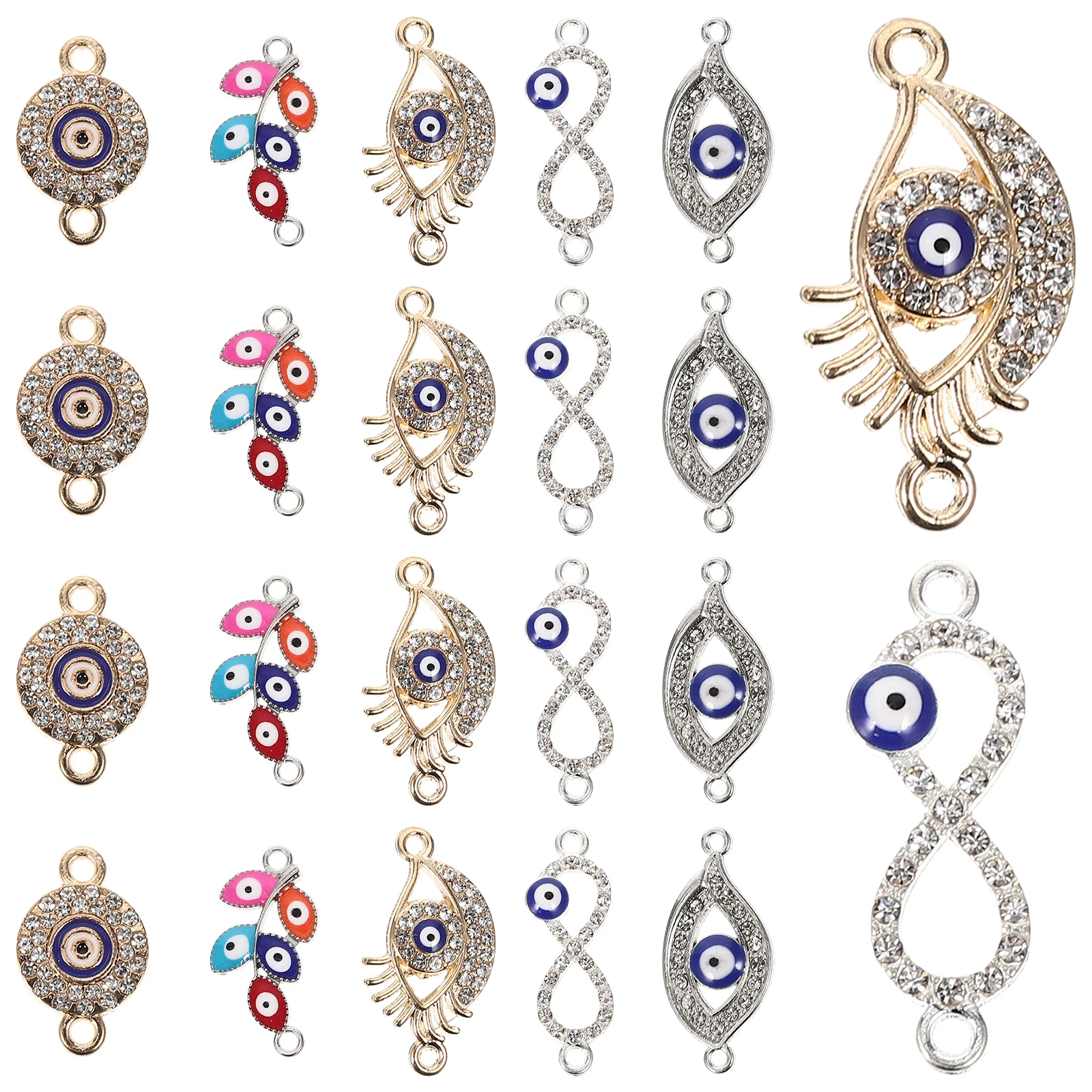 

22pcs Eye Pendant Necklace Charms Zinc Alloy DIY Jewelry Supplies Gifts Women Evil Eye Connector Bracelet Making Findings