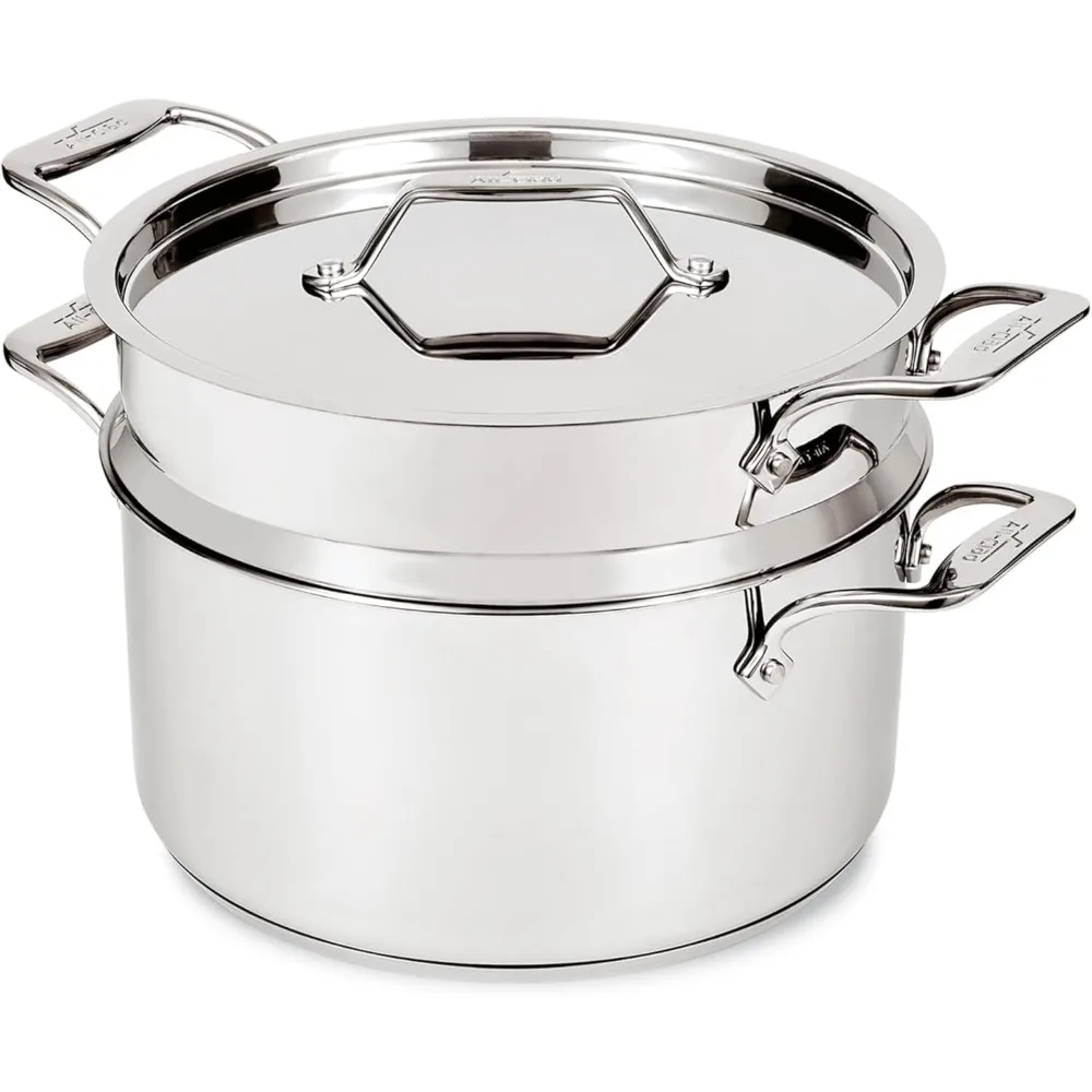 

All-Clad Stockpot 8 qt Stainless Steel Multipot With Insert & Lid, Stainless Steel Pot, Induction, Oven Broiler Safe 600F Skille
