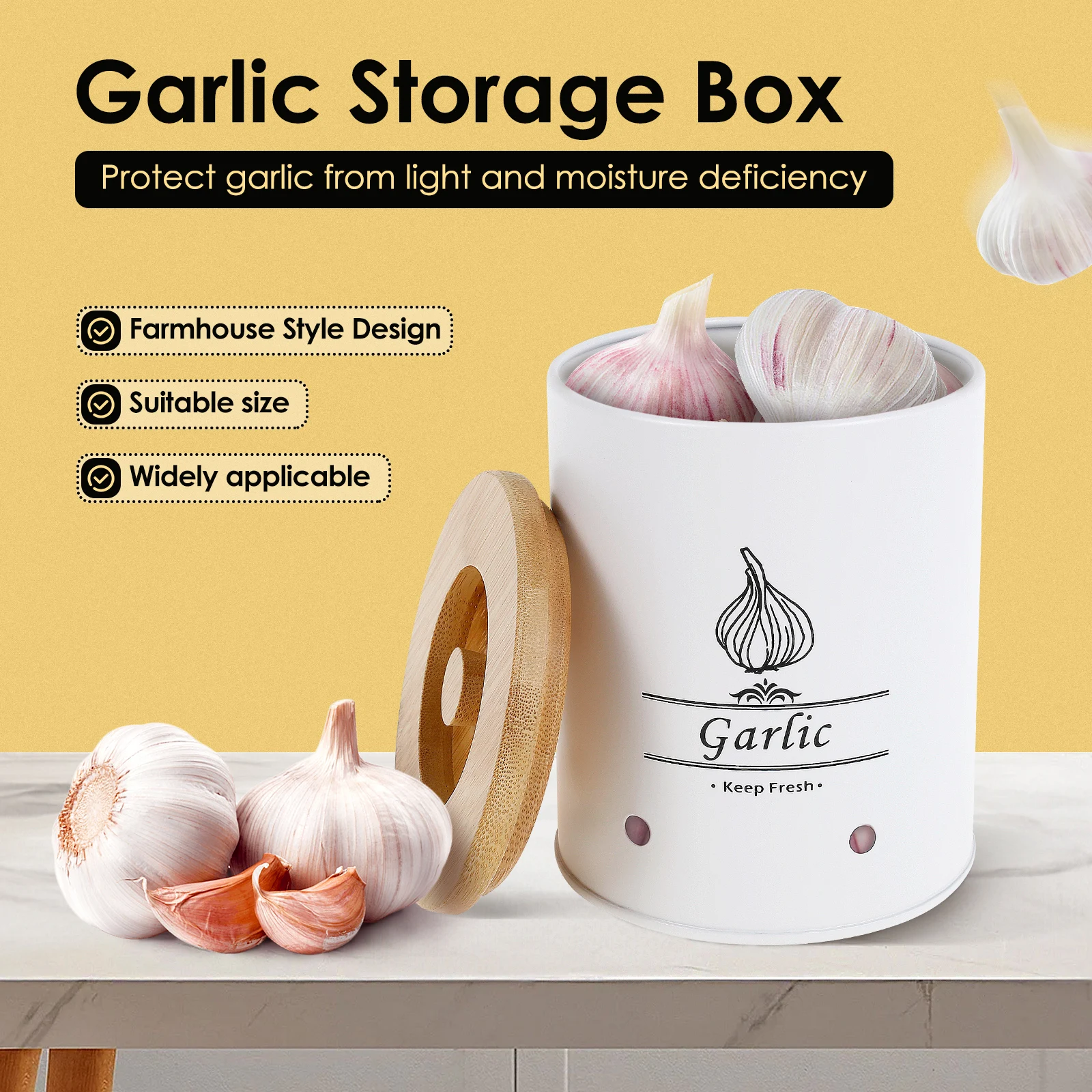 Kitchen Container Fresh Keeping Versatile Beans Garlic Potato Storage Box Large Capacity Garlic Saver for Counter Home Supplies