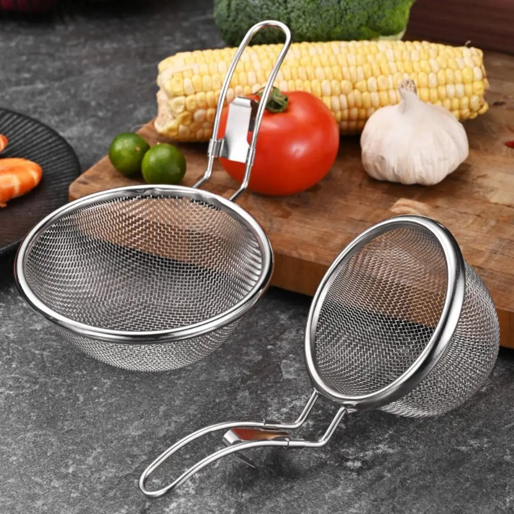 Fine Wire Mesh Food Strainer Hook Handle Heat-resistant Food Colander Rust-proof Multipurpose Small Stainless Steel Sieves