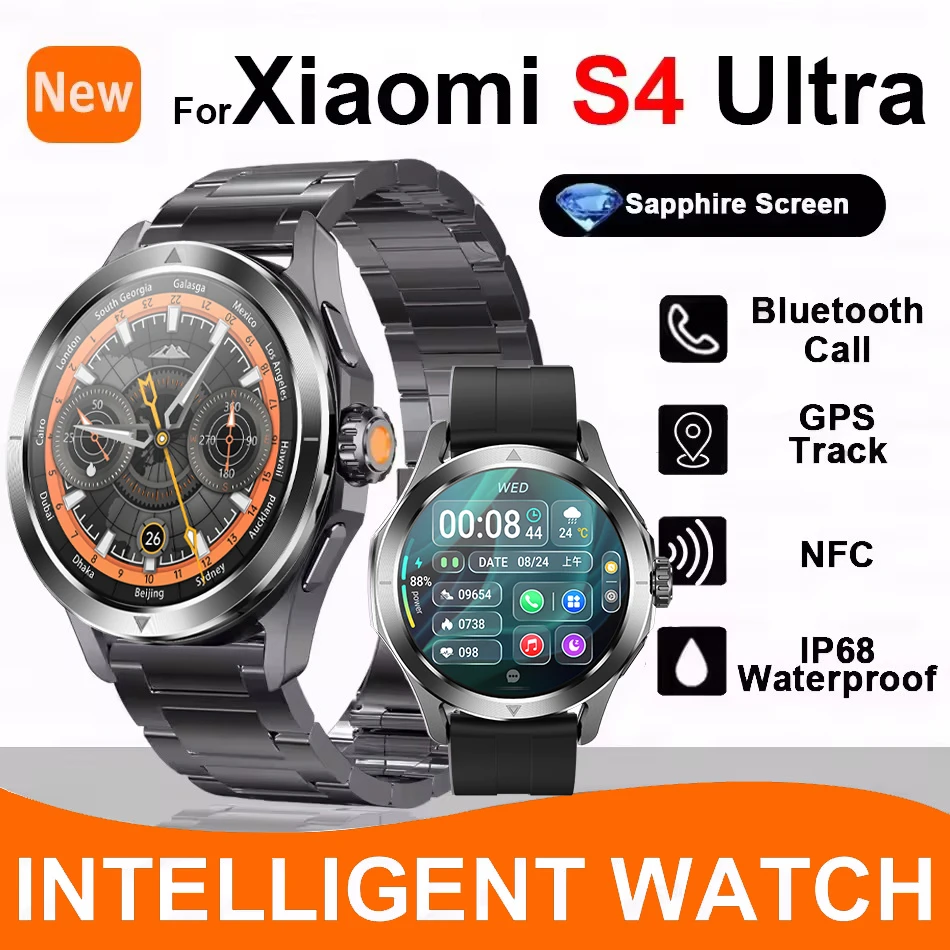 

2025 New Outdoor Sports Smart Watch Men NFC GPS Compass Heart rate Waterproof Bluetooth Call Smart Watches For Men S4 Ultra